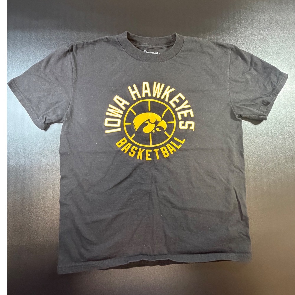 Champion Iowa‎ Hawkeyes Basketball Shirt Kids YouthLarge YL Black T-Shirt K10